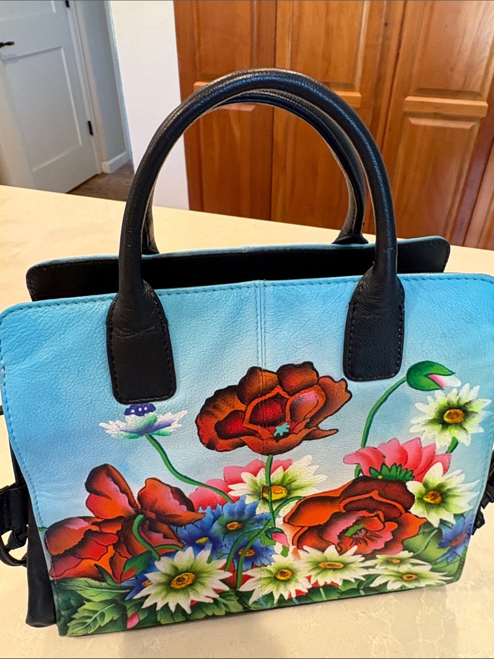 Anuschka Hand-Painted Leather Floral Tote Bag